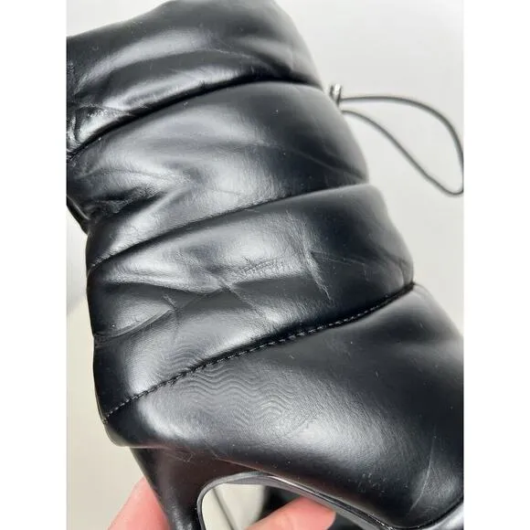 Steve Madden Cloak Black Puffer Heels Boots Women’s Size 9.5