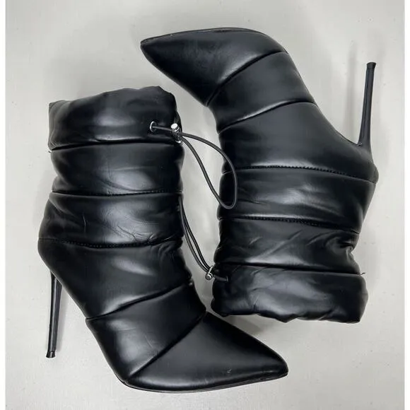 Steve Madden Cloak Black Puffer Heels Boots Women’s Size 9.5