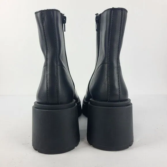 Steve Madden Fella Black Leather Lug Sole Ankle Boots Shoes Size 9M