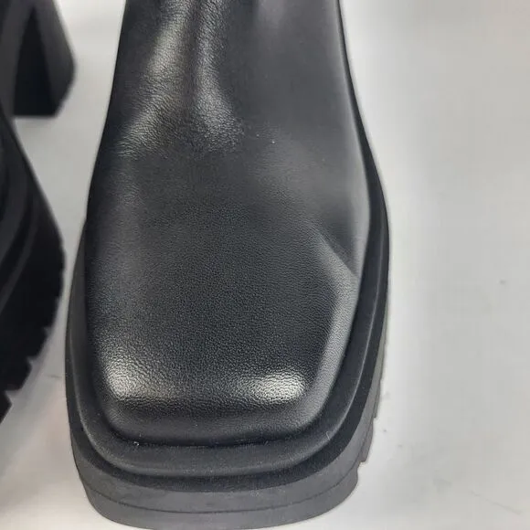 Steve Madden Fella Black Leather Lug Sole Ankle Boots Shoes Size 9M