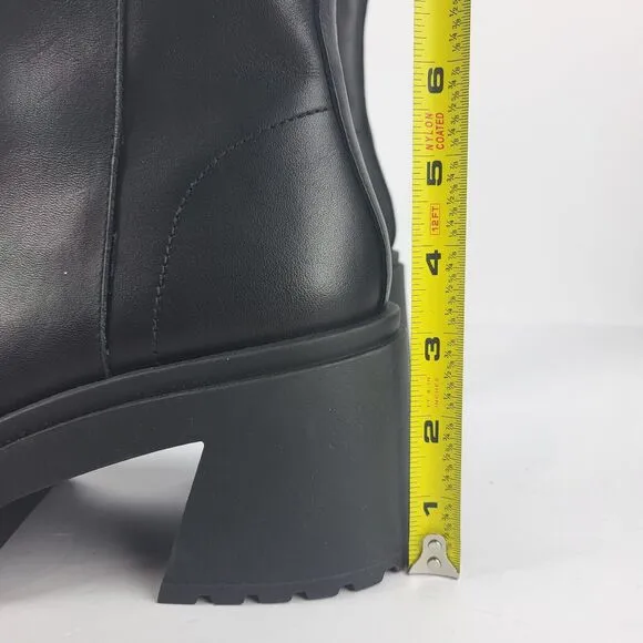 Steve Madden Fella Black Leather Lug Sole Ankle Boots Shoes Size 9M
