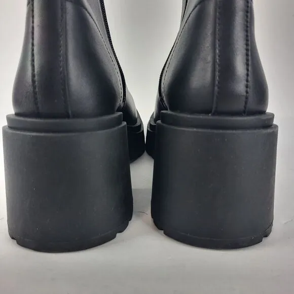 Steve Madden Fella Black Leather Lug Sole Ankle Boots Shoes Size 9M