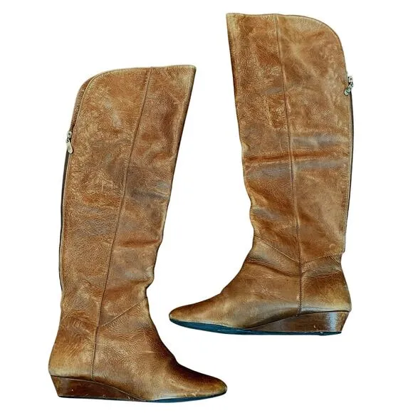 Steve Madden Intyre Leather Over the Knee Boots Cognac size 8