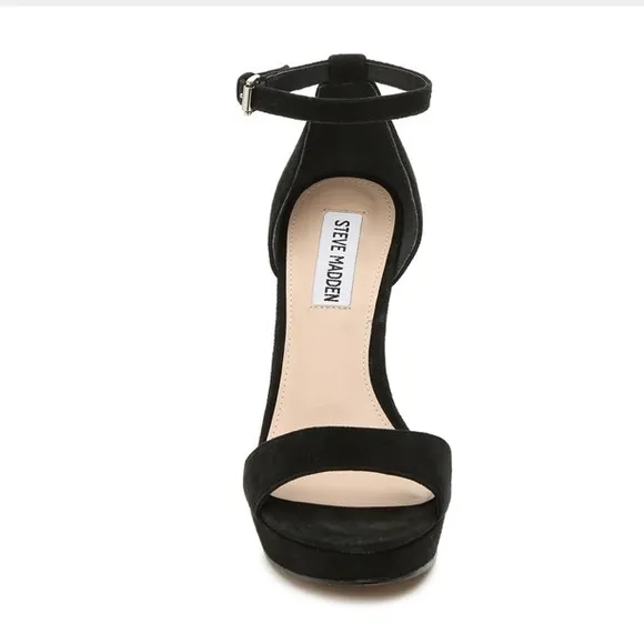 Steve Madden Kisha black suede platform heel sandals 7.5
