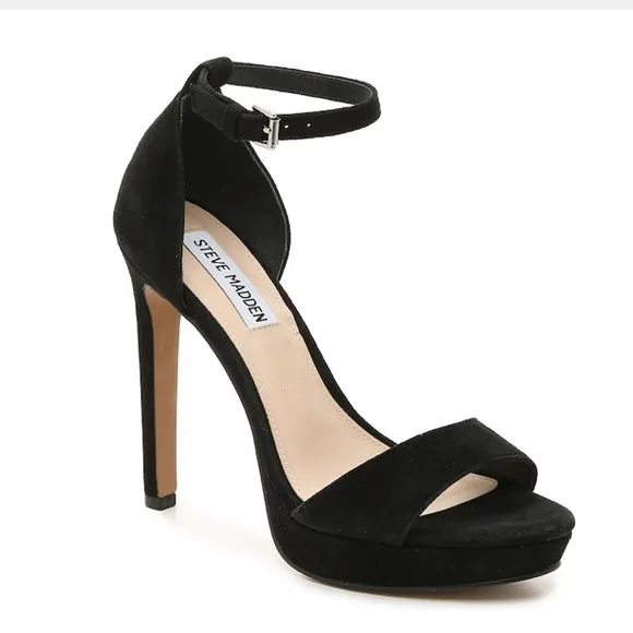 Steve Madden Kisha black suede platform heel sandals 7.5