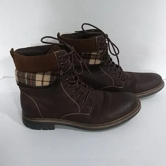 Steve Madden Men's Neptun Plaid Collar Boots Size 11 *GUC*