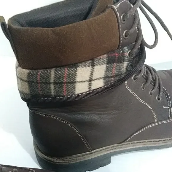 Steve Madden Men's Neptun Plaid Collar Boots Size 11 *GUC*