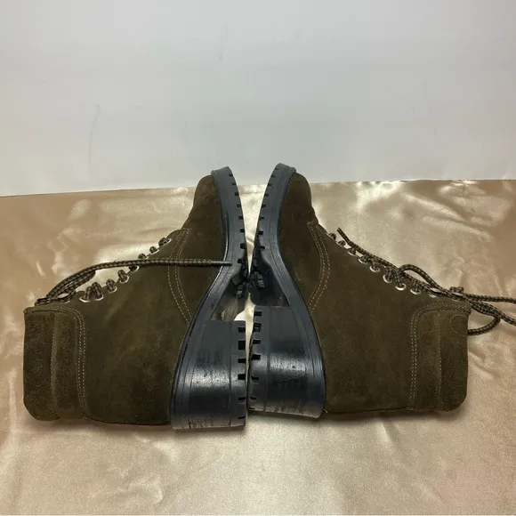 Steve Madden Womens  Genny Suede Leather Olive Green Combat Boot Size 7.5