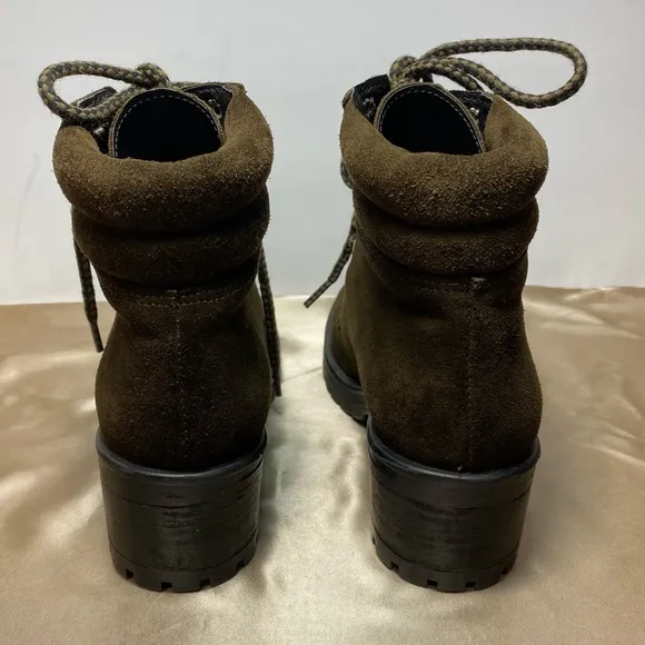 Steve Madden Womens  Genny Suede Leather Olive Green Combat Boot Size 7.5