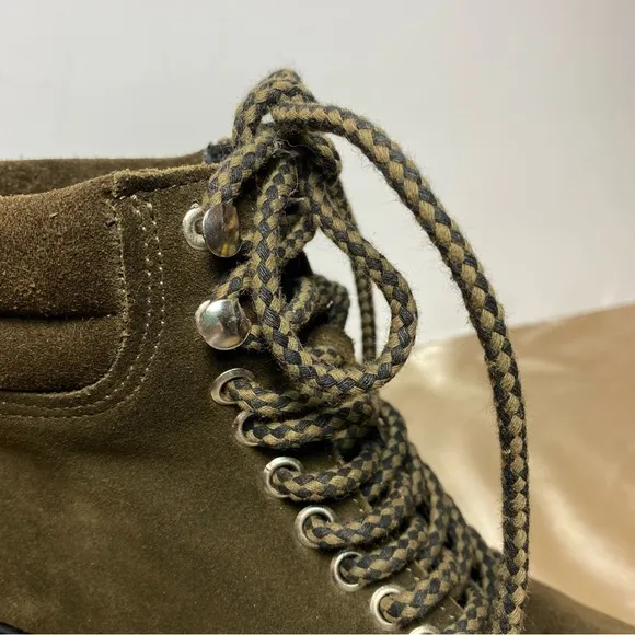 Steve Madden Womens  Genny Suede Leather Olive Green Combat Boot Size 7.5
