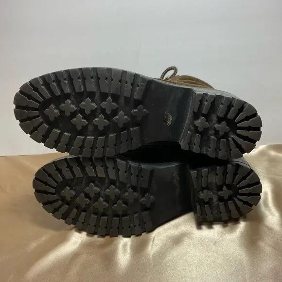 Steve Madden Womens  Genny Suede Leather Olive Green Combat Boot Size 7.5
