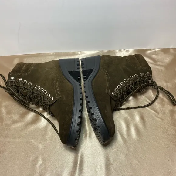 Steve Madden Womens  Genny Suede Leather Olive Green Combat Boot Size 7.5