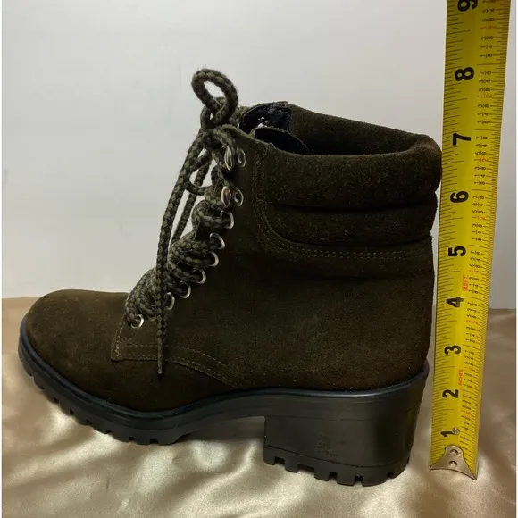 Steve Madden Womens  Genny Suede Leather Olive Green Combat Boot Size 7.5
