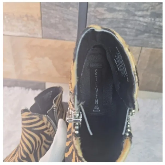 Steven by Steve Madden Animal Print Calf Hair Leather  Boots- Size 6.5 - NWOT
