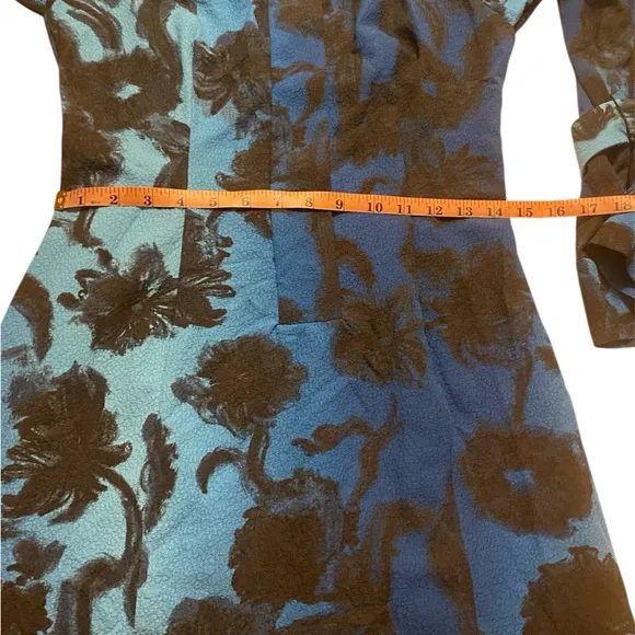 STILA GOYA SGLIBBY BLUE &amp; BLACK FLORAL LONG SLEEVE DRESS SIZE: SMALL, NWT $250