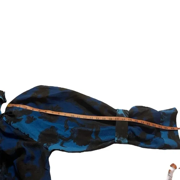 STILA GOYA SGLIBBY BLUE &amp; BLACK FLORAL LONG SLEEVE DRESS SIZE: SMALL, NWT $250