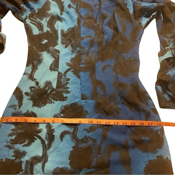 STILA GOYA SGLIBBY BLUE &amp; BLACK FLORAL LONG SLEEVE DRESS SIZE: SMALL, NWT $250