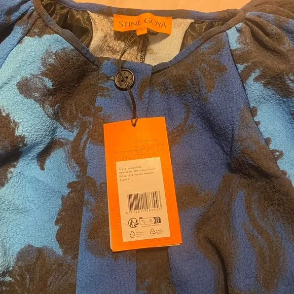 STILA GOYA SGLIBBY BLUE &amp; BLACK FLORAL LONG SLEEVE DRESS SIZE: SMALL, NWT $250