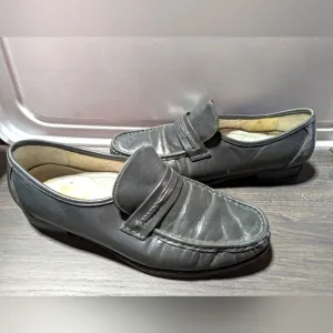 Stuart McGuire Shoes Mens 8.5D  Gray Slip On Penny Loafers Leather Casual VTG