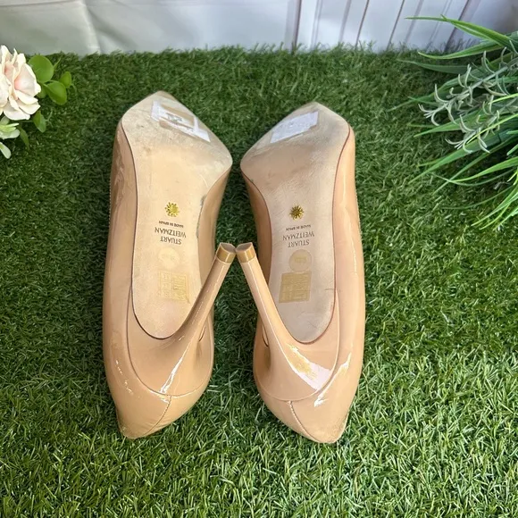 Stuart Weitzman 75  3.5” Pump women size 9.5 Color: Adobe Patent.NEW