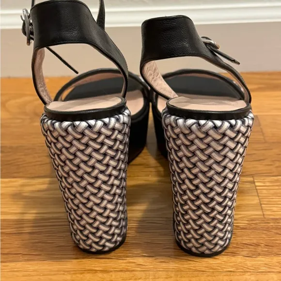 STUART WEITZMAN BlackHoliday Pipe Open Toe PlatformWedge Size‎ 7.5 7 1/2 Shoes