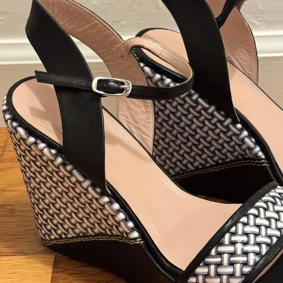 STUART WEITZMAN BlackHoliday Pipe Open Toe PlatformWedge Size‎ 7.5 7 1/2 Shoes