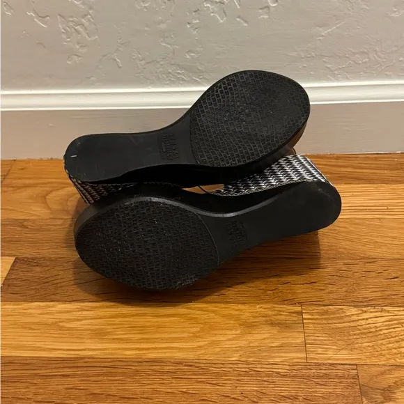 STUART WEITZMAN BlackHoliday Pipe Open Toe PlatformWedge Size‎ 7.5 7 1/2 Shoes