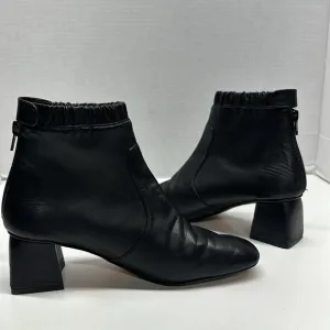 Stuart Weitzman Boots Ankle Booties Leather Square Toe Heeled Zip Black Size 6