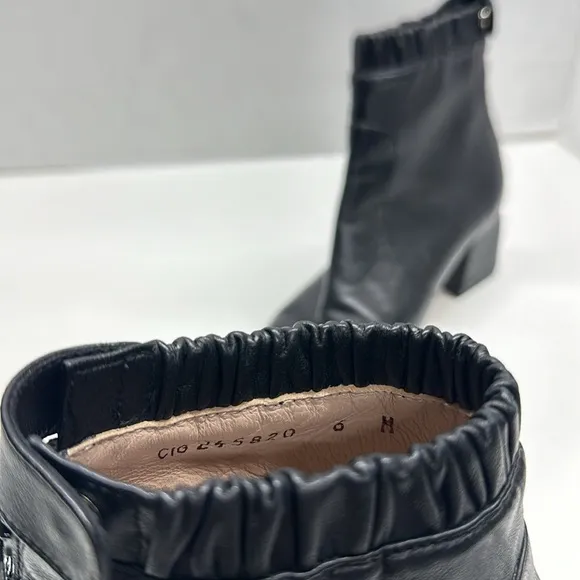 Stuart Weitzman Boots Ankle Booties Leather Square Toe Heeled Zip Black Size 6