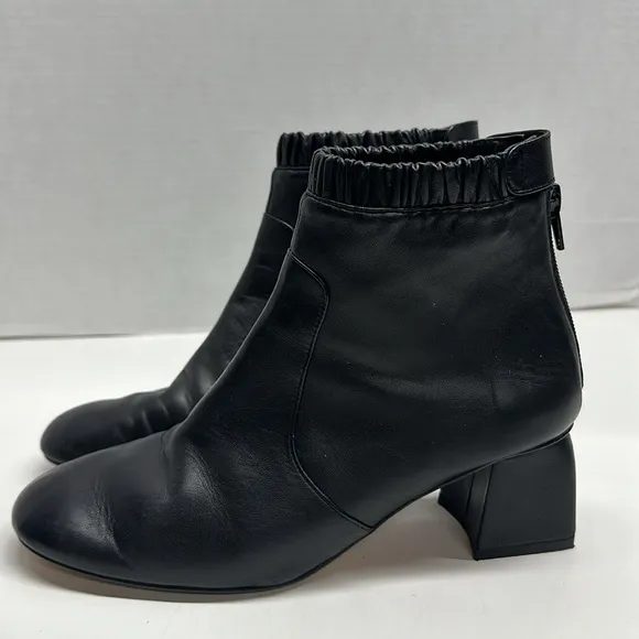 Stuart Weitzman Boots Ankle Booties Leather Square Toe Heeled Zip Black Size 6