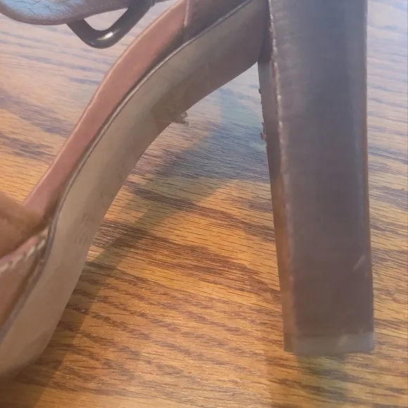 Stuart Weitzman Dark Tan Brown Genuine Leather Open Toe Platform Sandals Heels
