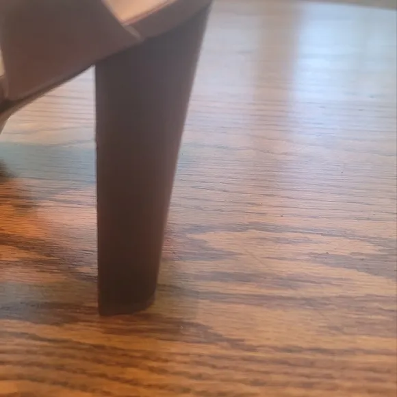 Stuart Weitzman Dark Tan Brown Genuine Leather Open Toe Platform Sandals Heels