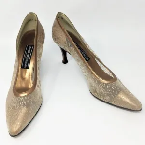 Stuart Weitzman Gold Cheetah Print Heels 7