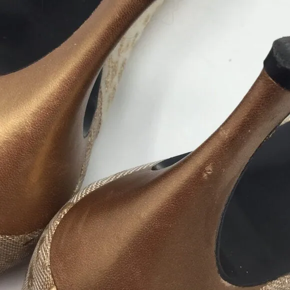 Stuart Weitzman Gold Cheetah Print Heels 7