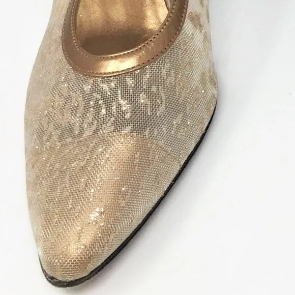 Stuart Weitzman Gold Cheetah Print Heels 7