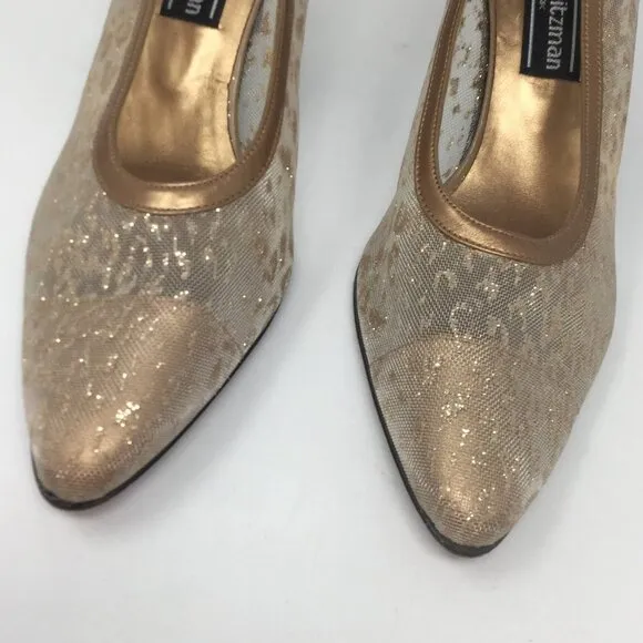 Stuart Weitzman Gold Cheetah Print Heels 7
