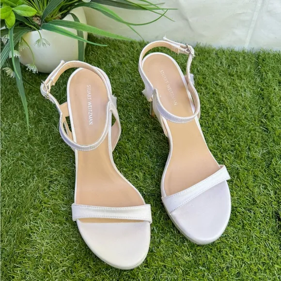 STUART WEITZMAN Mariposa Satin Platform Sandals size 7.5