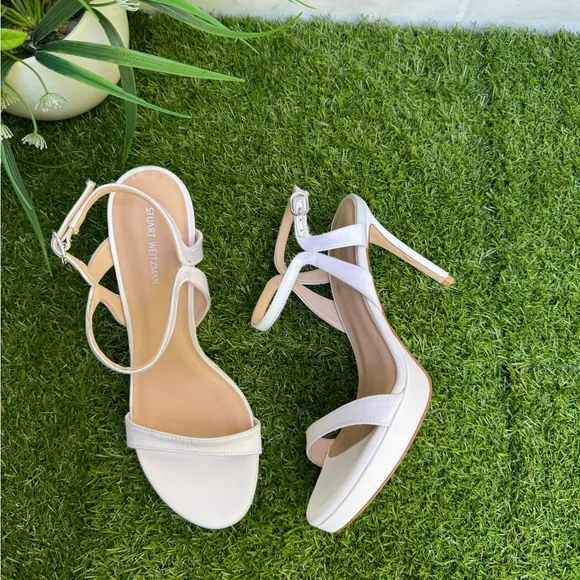 STUART WEITZMAN Mariposa Satin Platform Sandals size 7.5