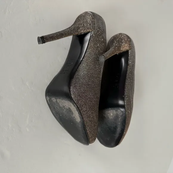 Stuart Weitzman Pyrite Nocturn Evebaton Evening Open Toe Platform Pumps | Size 7