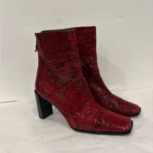 Stuart Weitzman Red Snakeskin Boots - Size 9