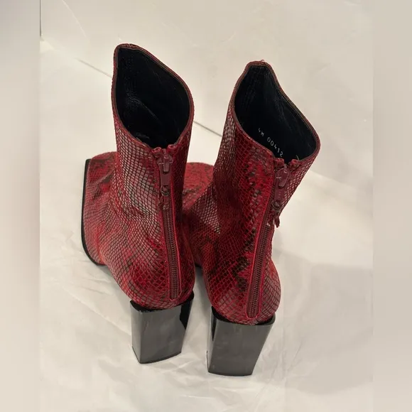 Stuart Weitzman Red Snakeskin Boots - Size 9
