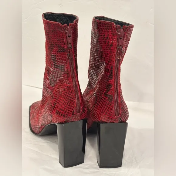 Stuart Weitzman Red Snakeskin Boots - Size 9