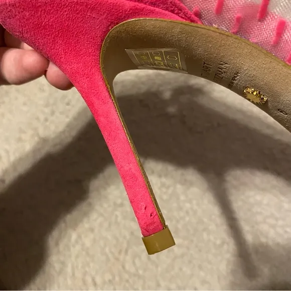 STUART WEITZMAN Shoes Womens 6 Hot Pink Tasha 100 Dash Mesh Pumps Heels Peonia