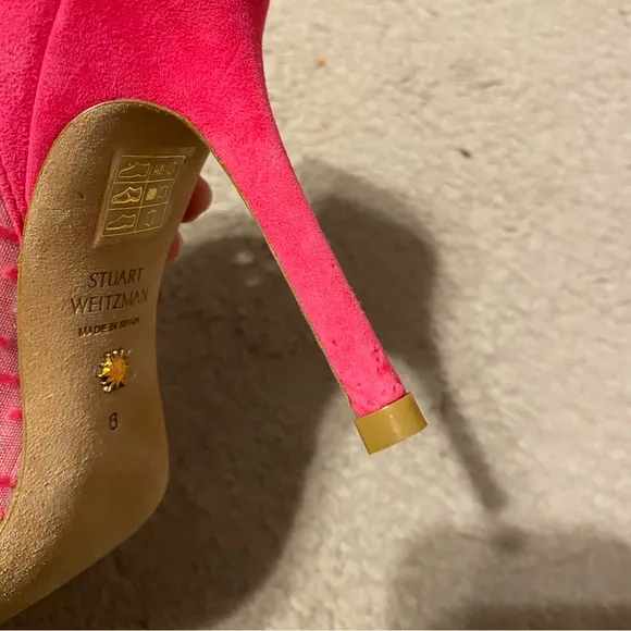STUART WEITZMAN Shoes Womens 6 Hot Pink Tasha 100 Dash Mesh Pumps Heels Peonia