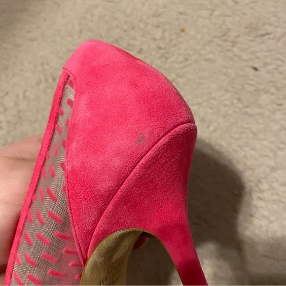 STUART WEITZMAN Shoes Womens 6 Hot Pink Tasha 100 Dash Mesh Pumps Heels Peonia