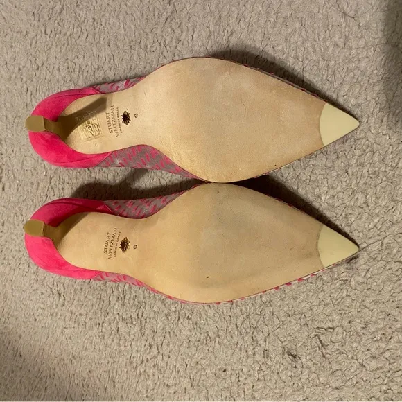 STUART WEITZMAN Shoes Womens 6 Hot Pink Tasha 100 Dash Mesh Pumps Heels Peonia