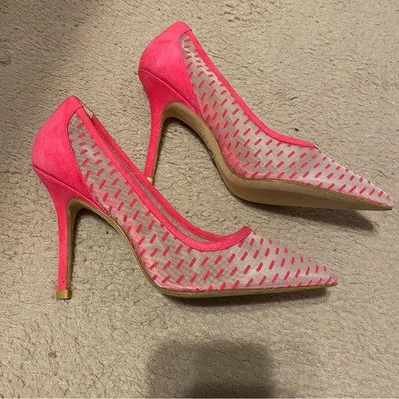STUART WEITZMAN Shoes Womens 6 Hot Pink Tasha 100 Dash Mesh Pumps Heels Peonia