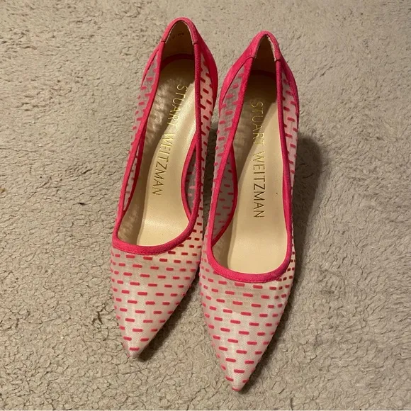 STUART WEITZMAN Shoes Womens 6 Hot Pink Tasha 100 Dash Mesh Pumps Heels Peonia