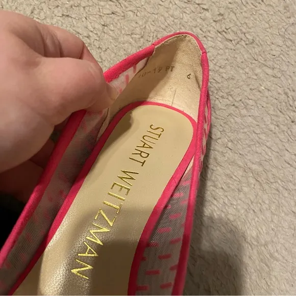 STUART WEITZMAN Shoes Womens 6 Hot Pink Tasha 100 Dash Mesh Pumps Heels Peonia