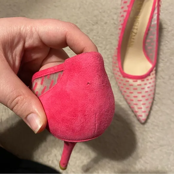 STUART WEITZMAN Shoes Womens 6 Hot Pink Tasha 100 Dash Mesh Pumps Heels Peonia